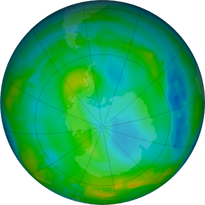 Antarctic ozone map for 26 June 2011